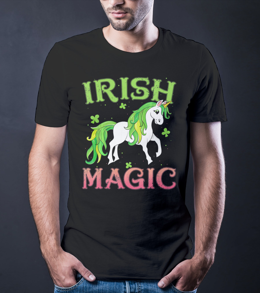 Irish Magic Unicorn Clover T-Shirt