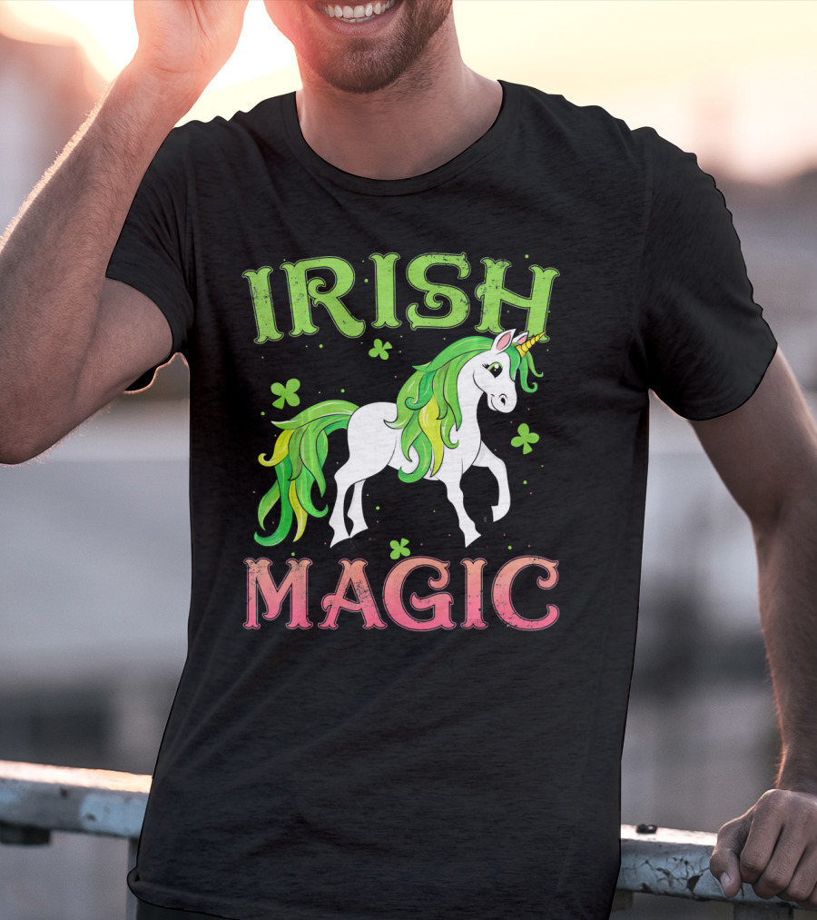 Irish Magic Unicorn Clover T-Shirt