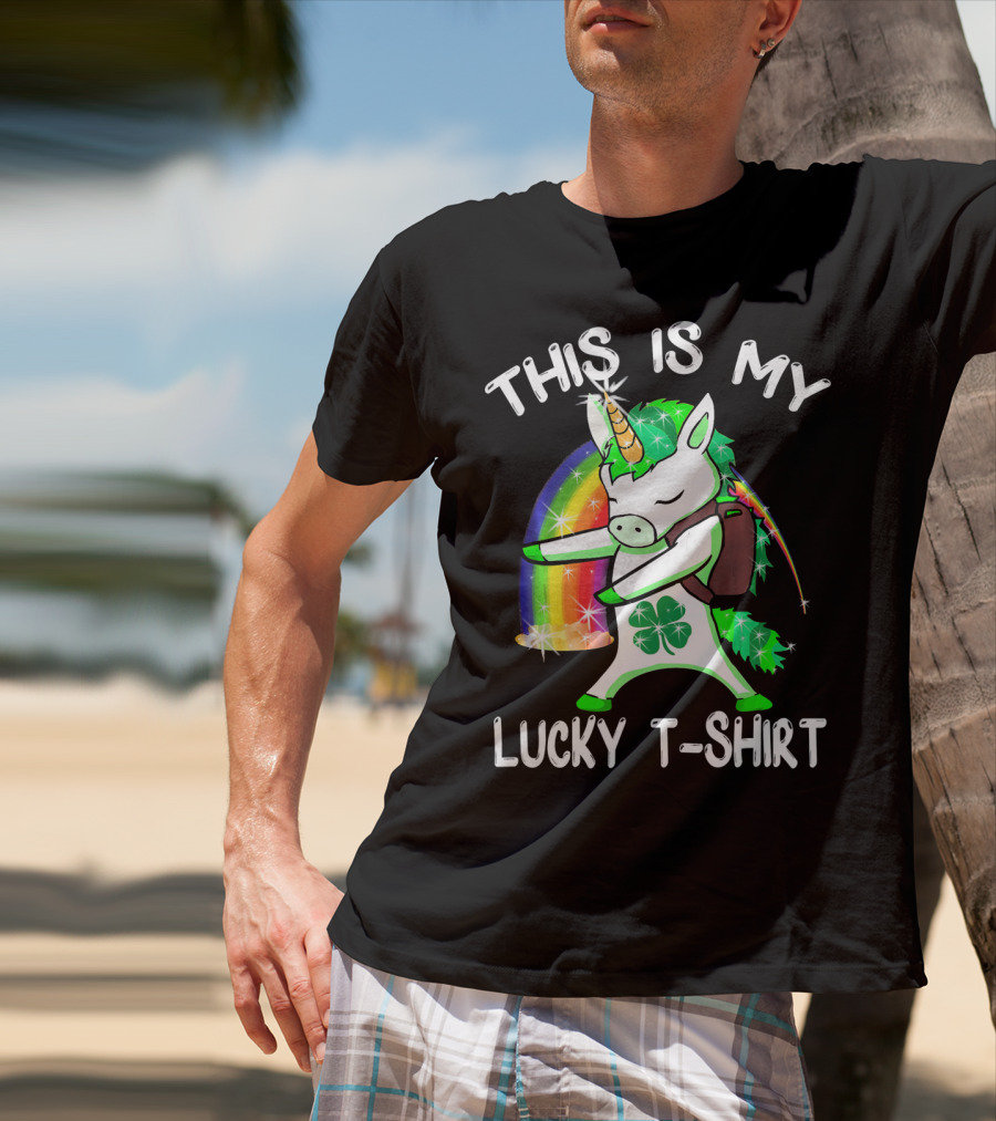 THIS IS MY LUCKY T-SHIRT LEPRICORN UNICORN RAINBOW CLOVER SPARKLE DAB T-Shirt