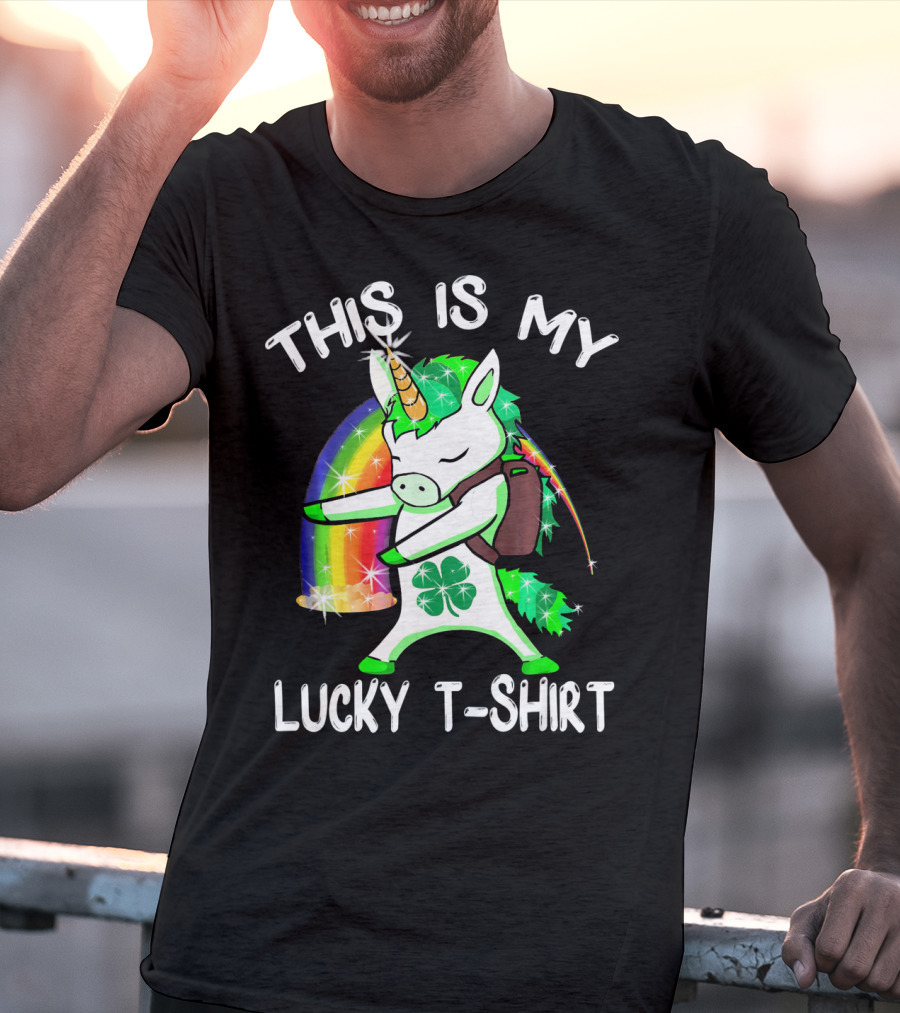 THIS IS MY LUCKY T-SHIRT LEPRICORN UNICORN RAINBOW CLOVER SPARKLE DAB T-Shirt