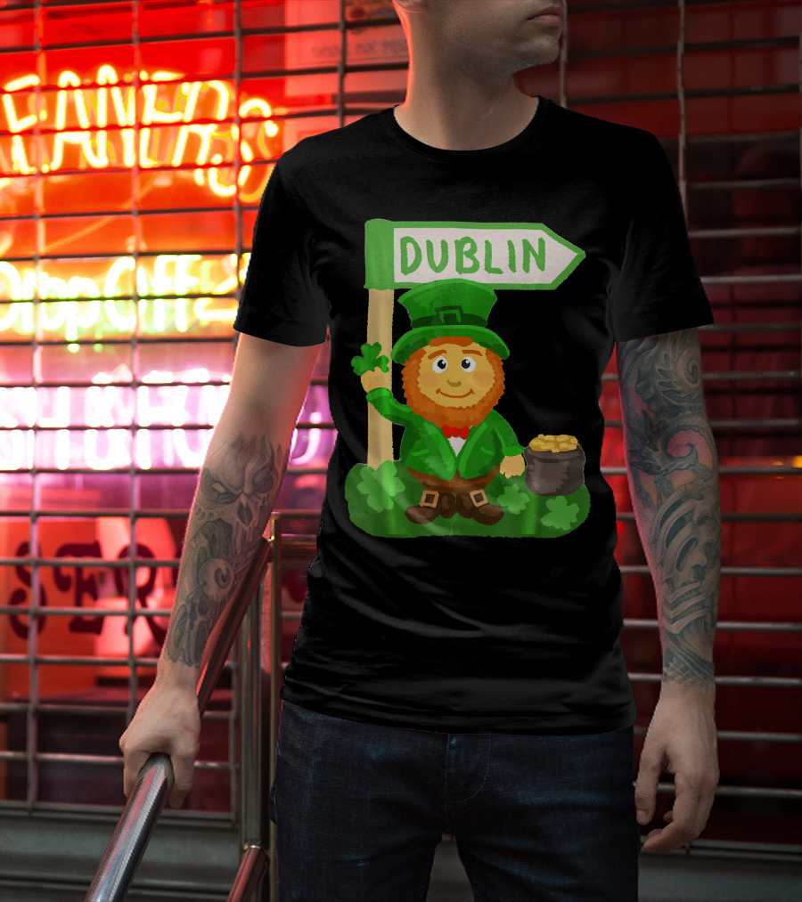 Dublin Leprechaun Shamrock Gold T-Shirt