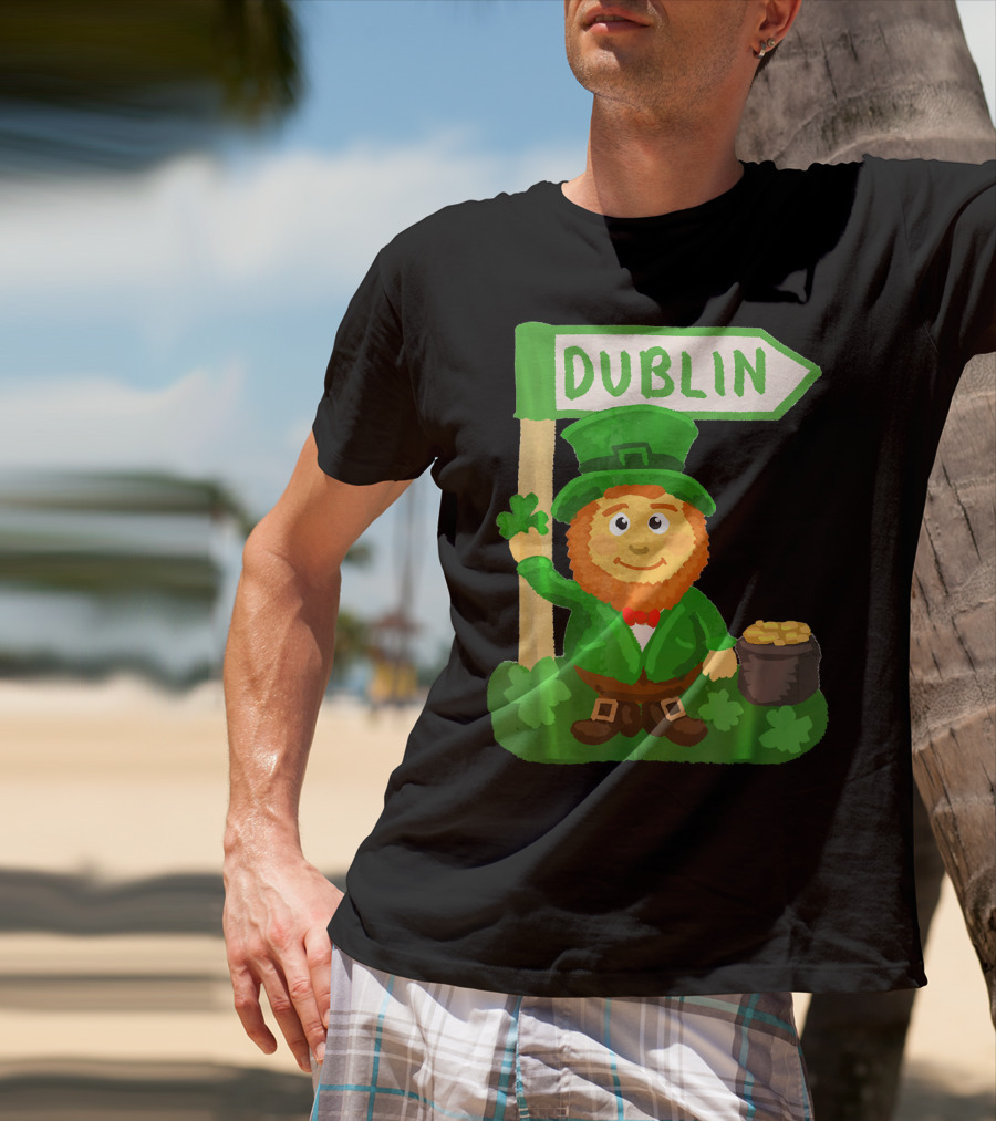 Dublin Leprechaun Shamrock Gold T-Shirt