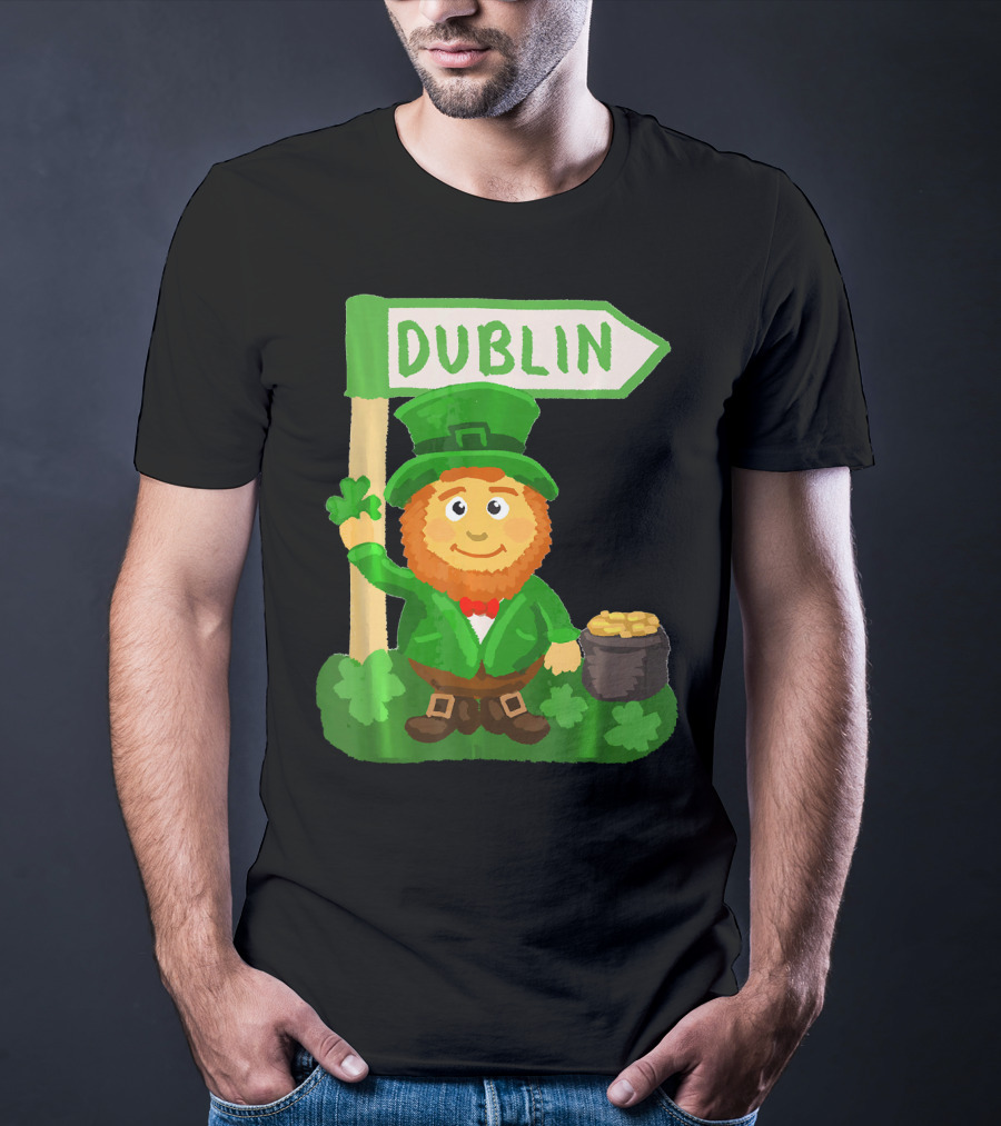 Dublin Leprechaun Shamrock Gold T-Shirt