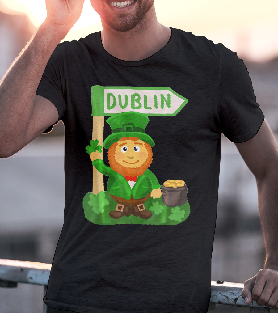 Dublin Leprechaun Shamrock Gold T-Shirt