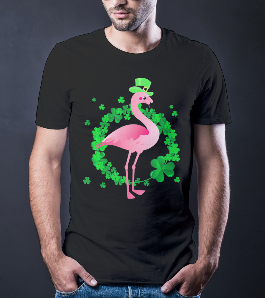 Flamingo Shamrock St. Patrick's Day Green Clover Hat T-Shirt