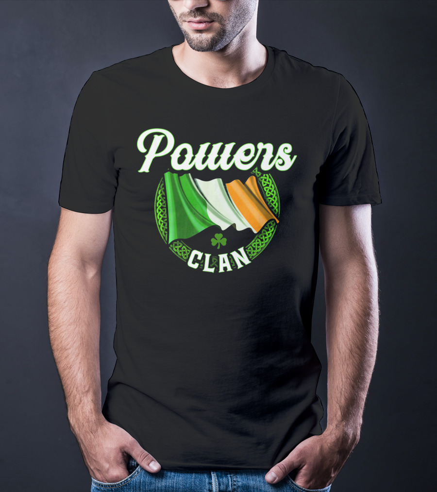 Powers Clan Irish Flag Celtic Knot Shamrock T-Shirt