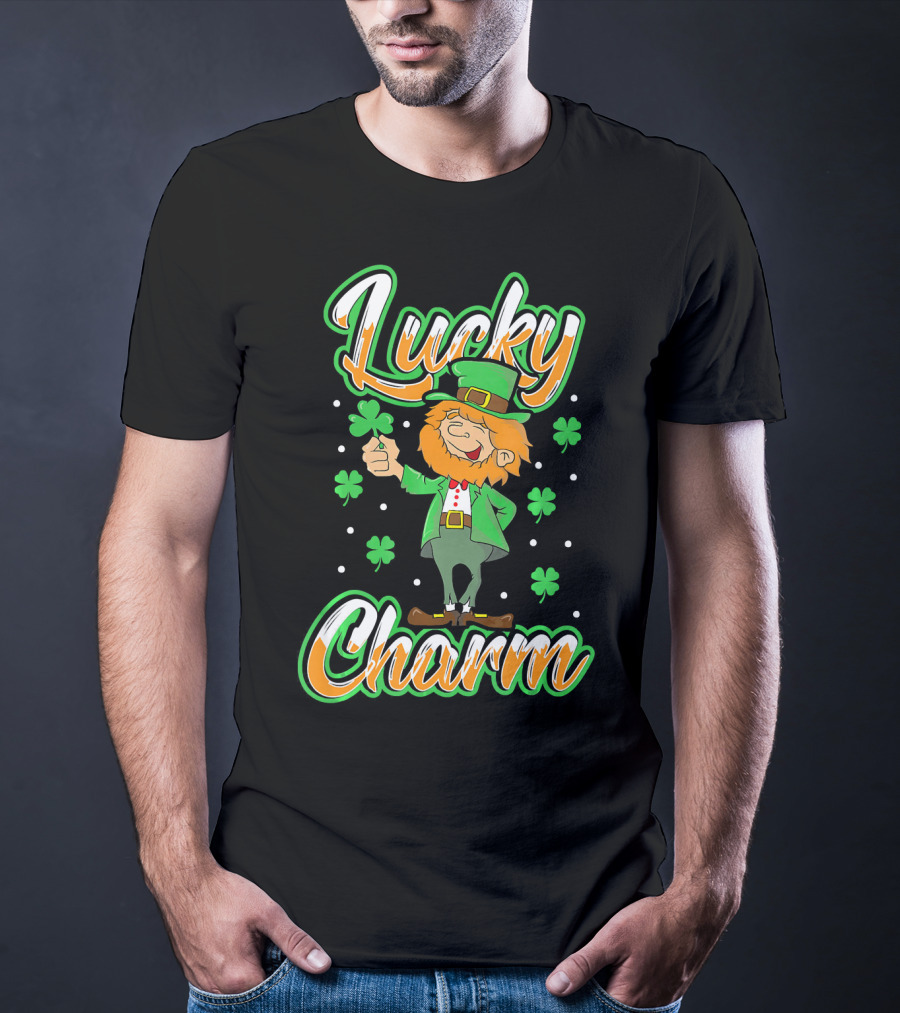 Lucky Charm St. Patrick's Day Leprechaun With Shamrocks T-Shirt