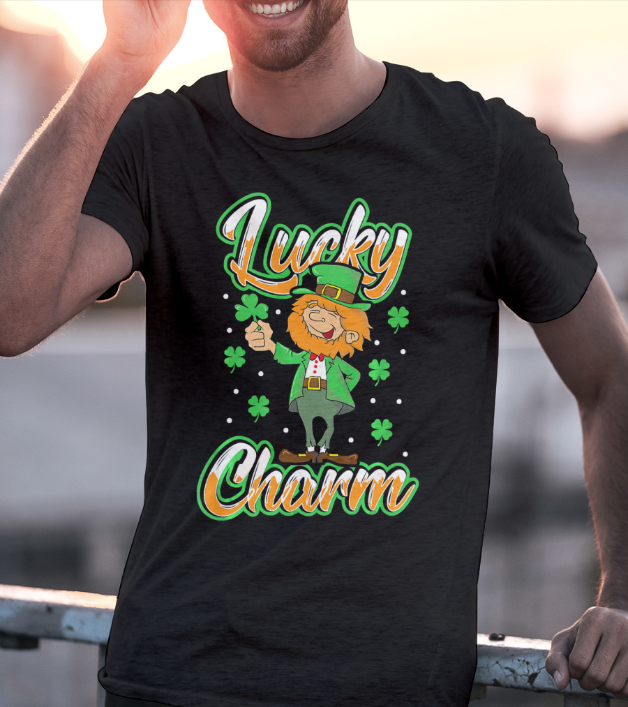 Lucky Charm St. Patrick's Day Leprechaun With Shamrocks T-Shirt