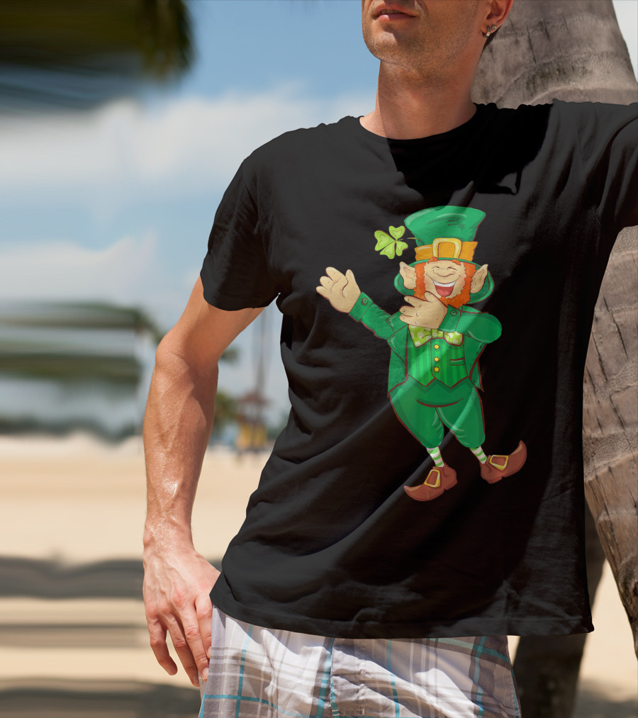 St Paddy Leprechaun Dabbing Dance Saint Clover Green T-Shirt