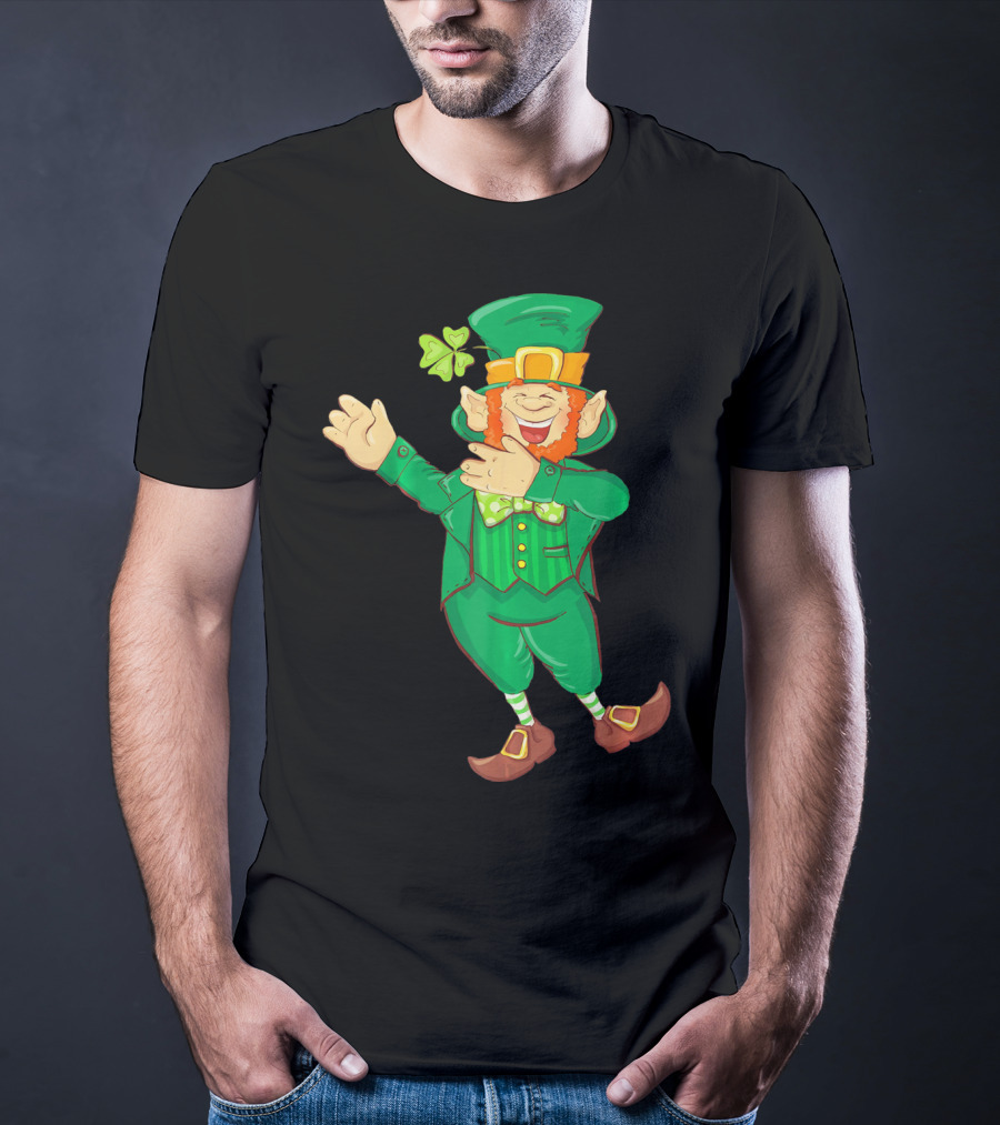 St Paddy Leprechaun Dabbing Dance Saint Clover Green T-Shirt
