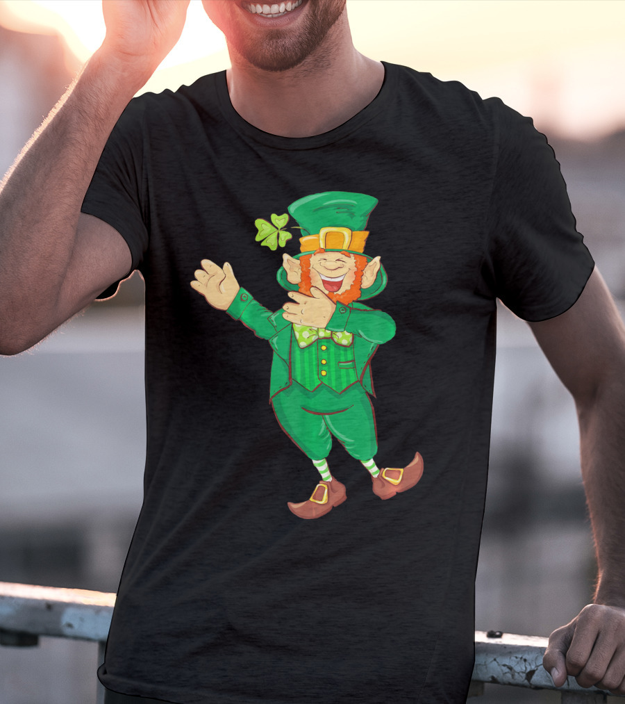 St Paddy Leprechaun Dabbing Dance Saint Clover Green T-Shirt