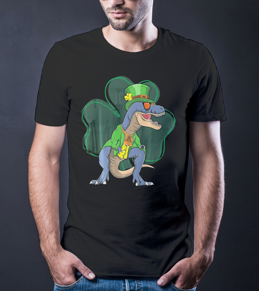 St. Pat Rex Day Leprechaun Dinosaur Shamrock Funny St. Patrick's Day T-Shirt