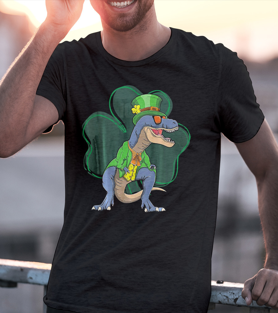 St. Pat Rex Day Leprechaun Dinosaur Shamrock Funny St. Patrick's Day T-Shirt
