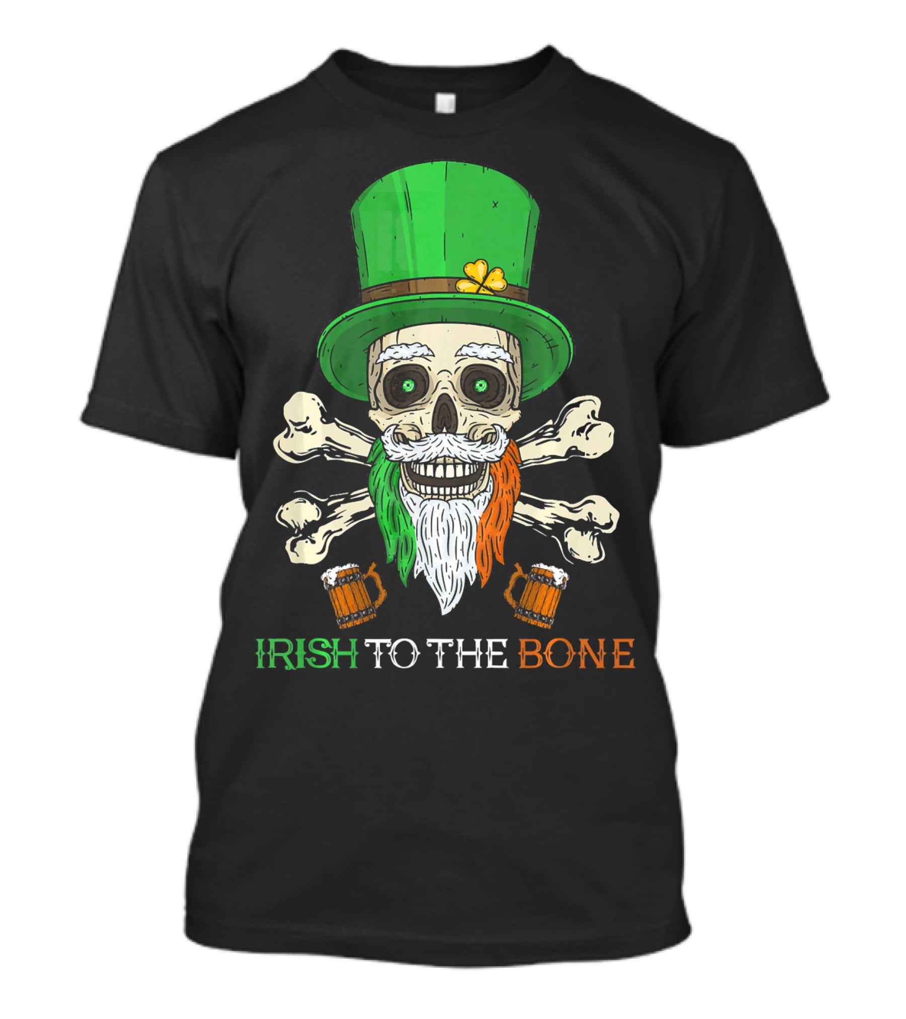 Irish To The Bone Skull With Leprechaun Hat And Bones T-Shirt