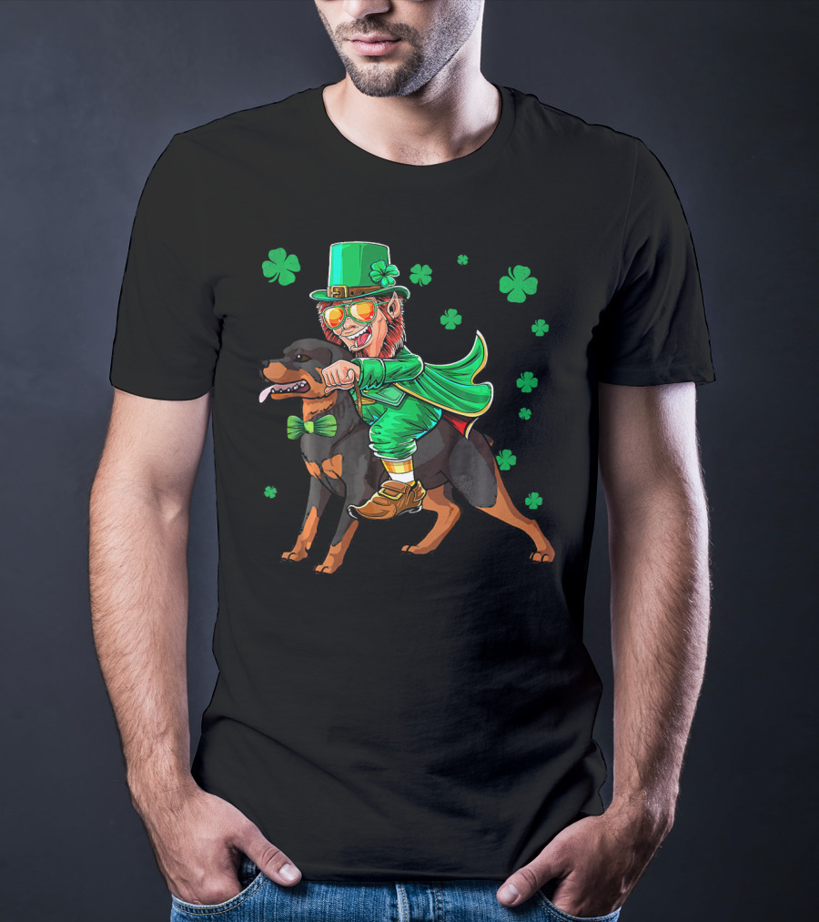 Leprechaun Rottweiler Shamrock St. Patrick's Day T-Shirt