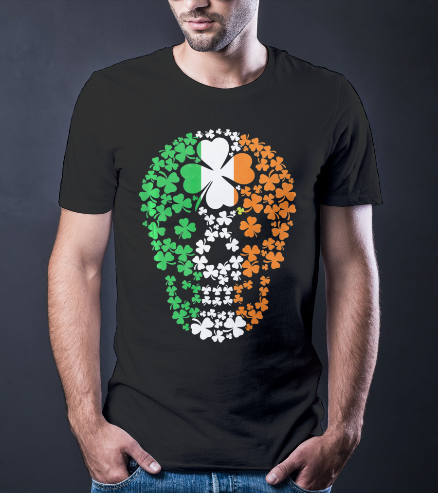 Vintage Shamrock Skull Ireland St Patrick's Day T-Shirt