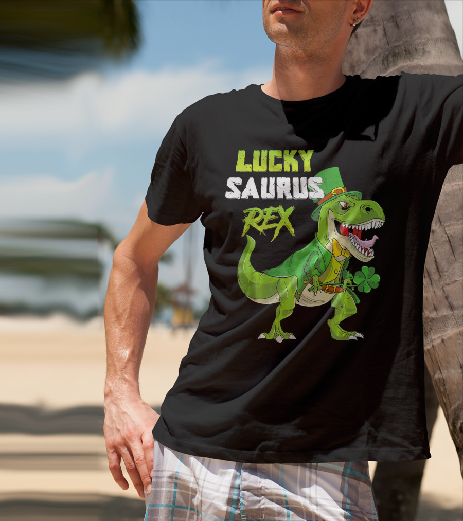 Lucky Saurus Rex St. Patrick's Day Kids T-Rex T-Shirt