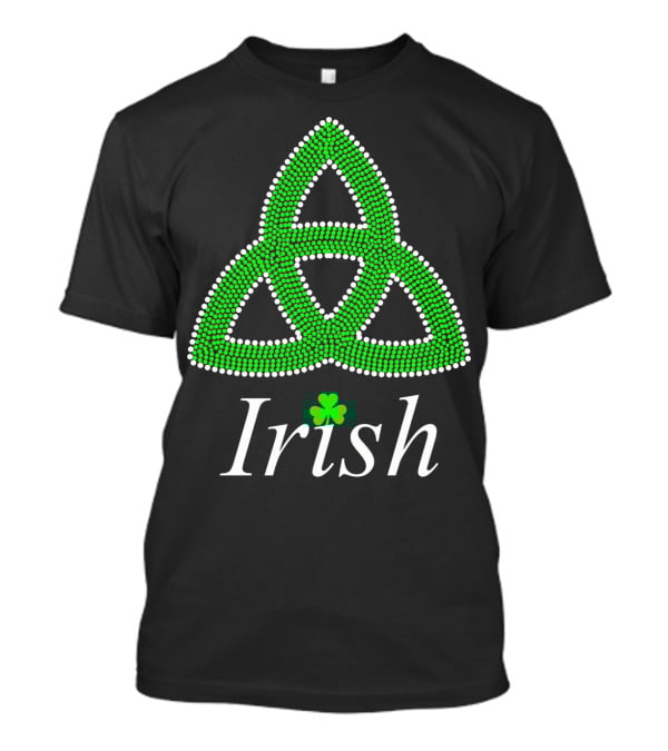 Irish Celtic Knot Trinity Rhinestone Shamrock T-Shirt