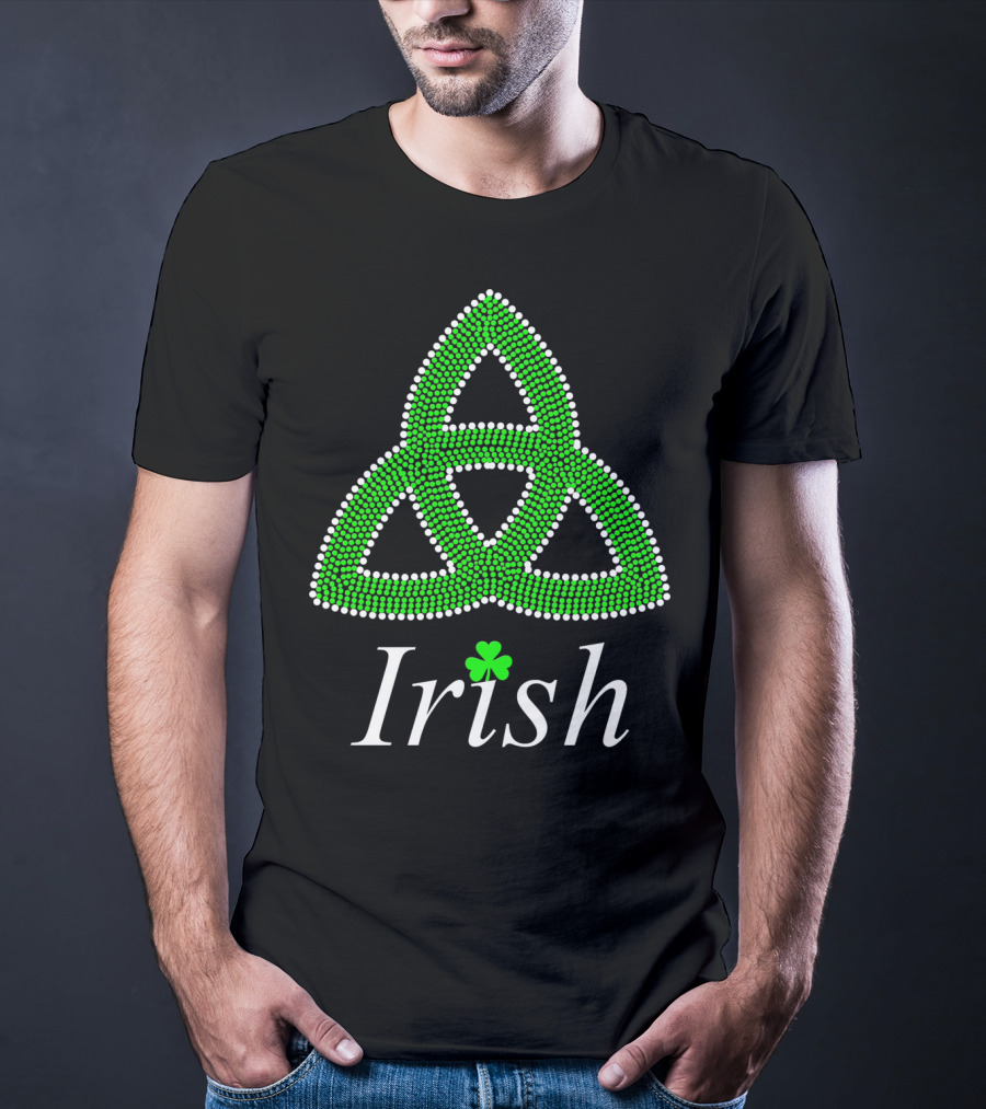 Irish Celtic Knot Trinity Rhinestone Shamrock T-Shirt