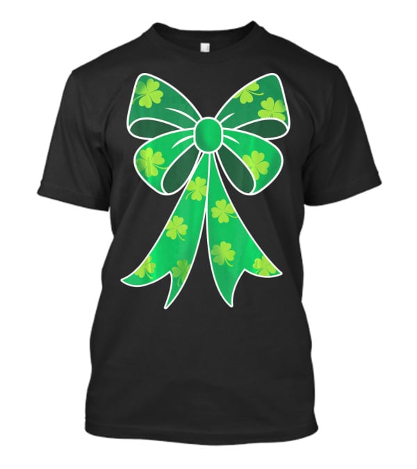 Cute Girls Irish Shamrock Bow T-Shirt