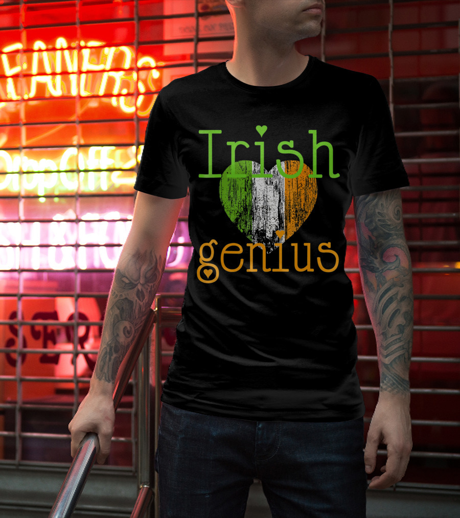 Irish Genius Heart With Irish Flag Colors T-Shirt