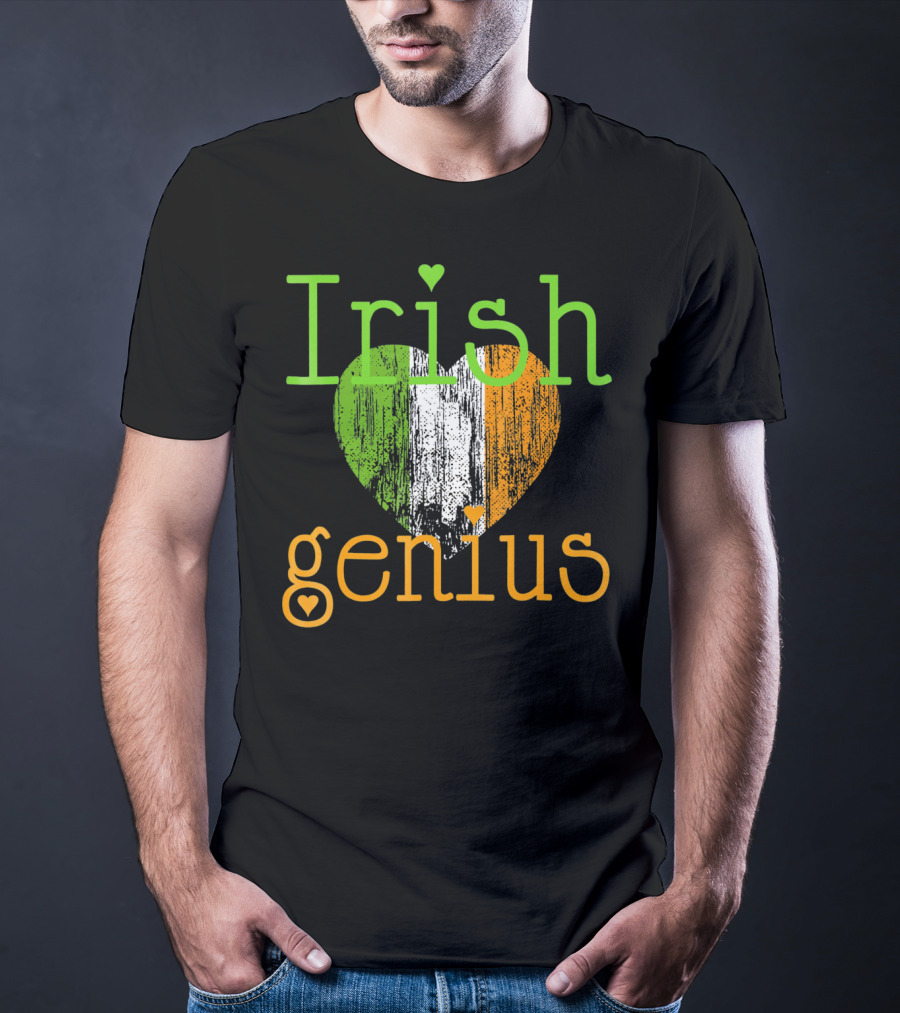 Irish Genius Heart With Irish Flag Colors T-Shirt