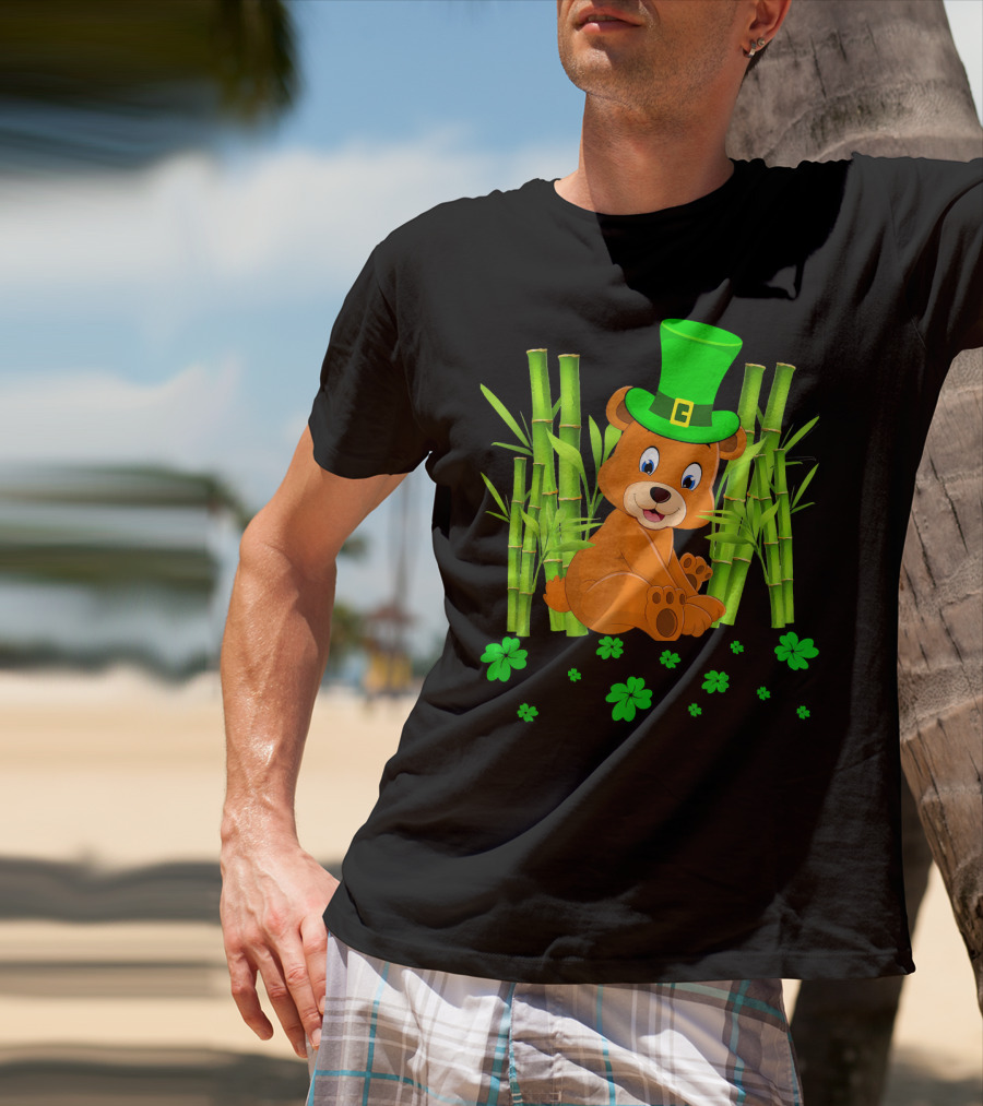 Leprechaun Bear Shamrock Bamboo St Patricks Day T-Shirt