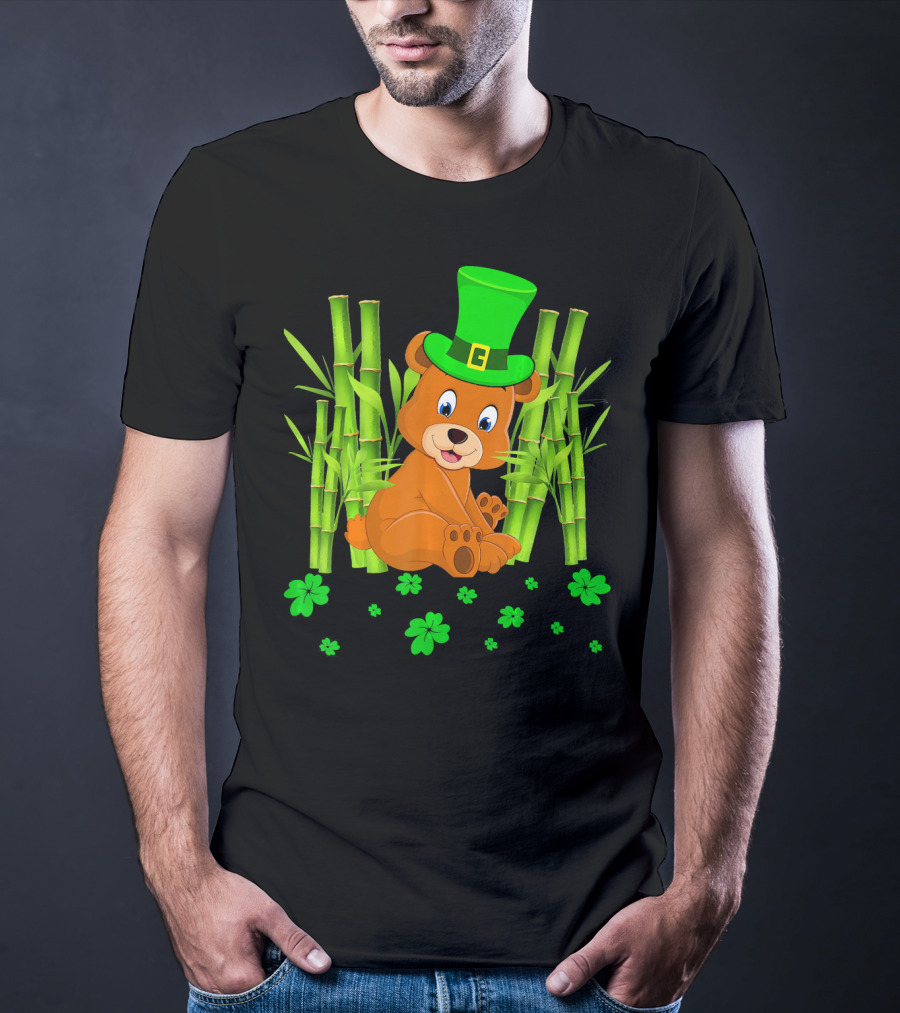 Leprechaun Bear Shamrock Bamboo St Patricks Day T-Shirt