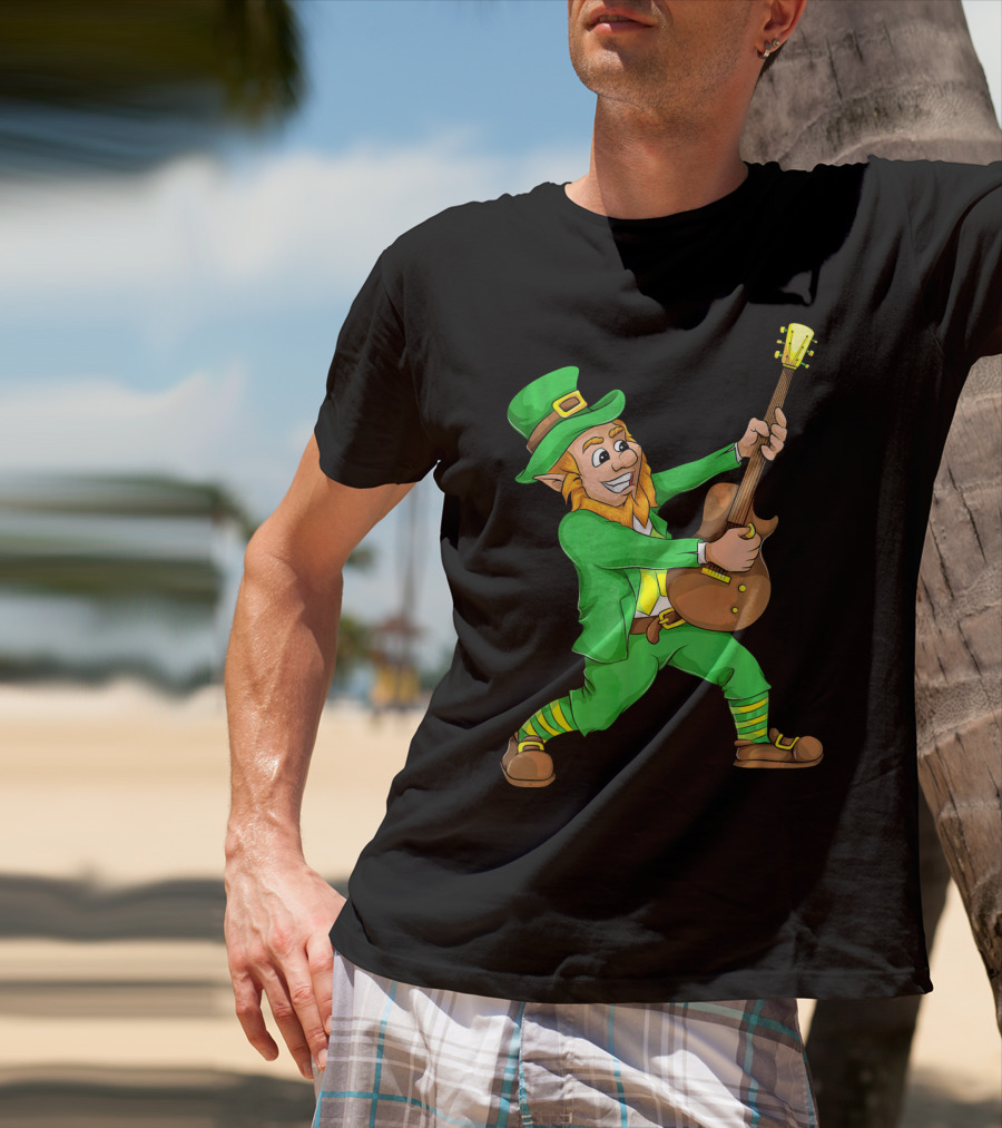St. Patrick's Day Leprechaun Playing Guitar T-Shirt