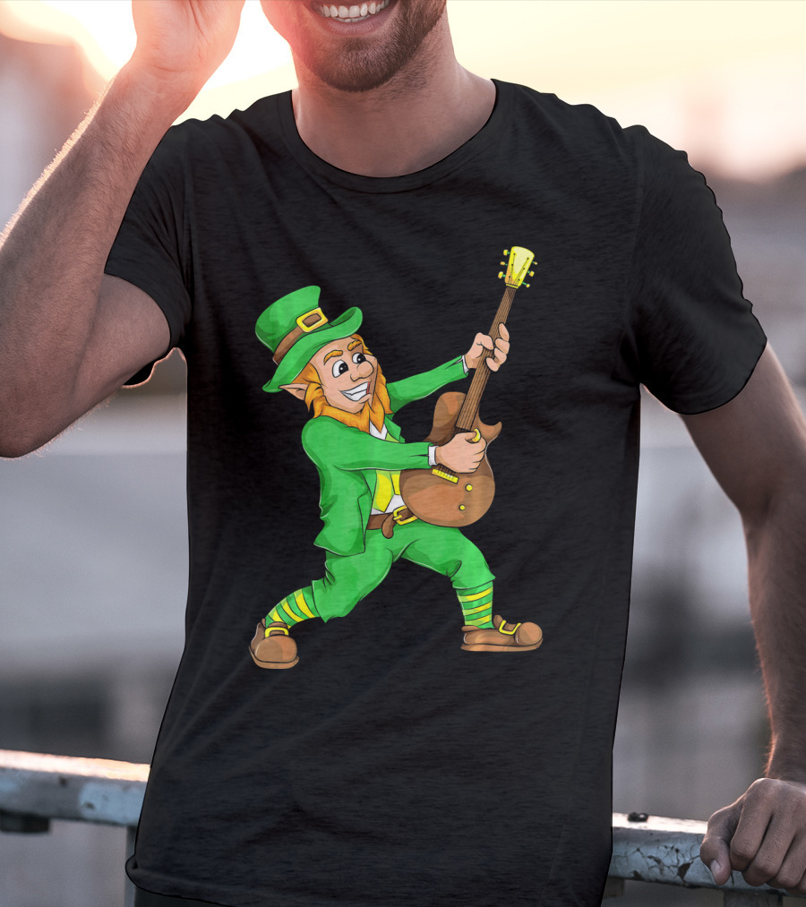 St. Patrick's Day Leprechaun Playing Guitar T-Shirt