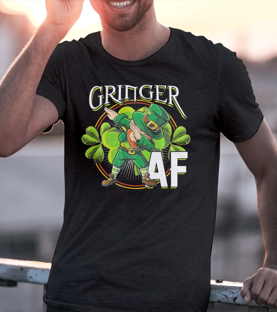 GRINGER AF Dabbing Leprechaun T-Shirt