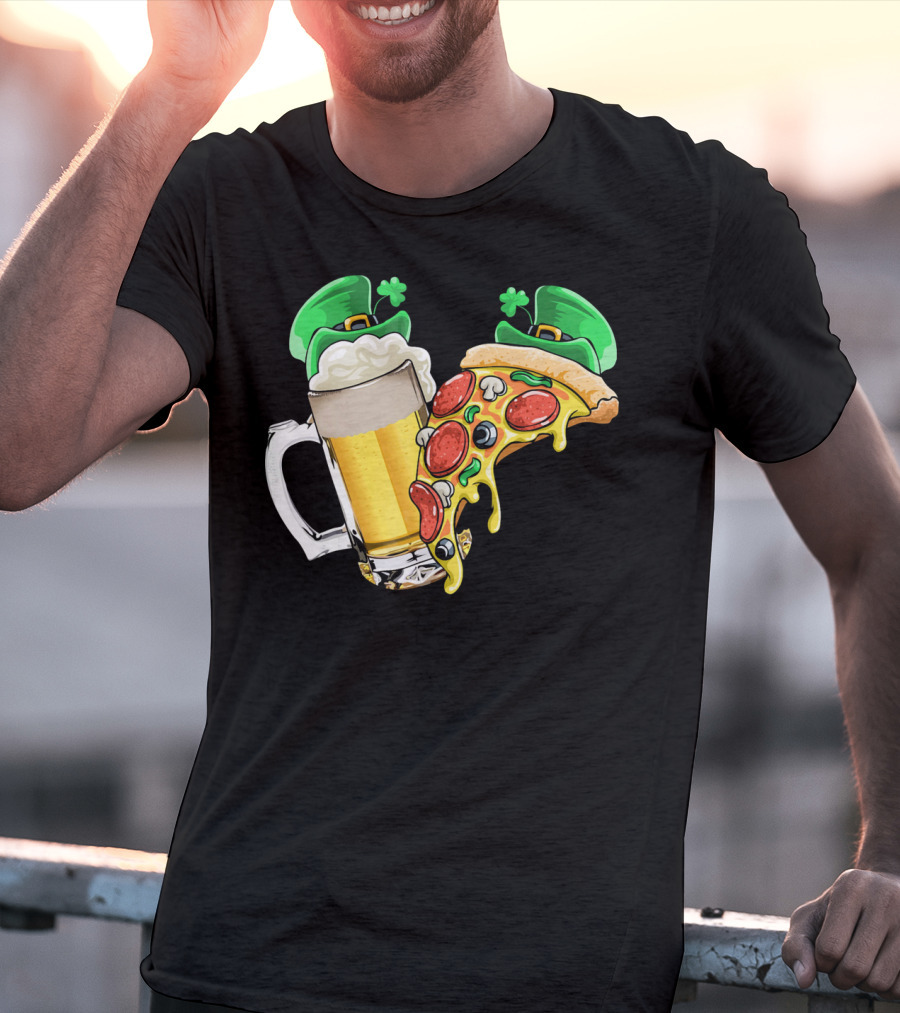 Beer Pizza Leprechaun Hat St. Patrick's Day T-Shirt