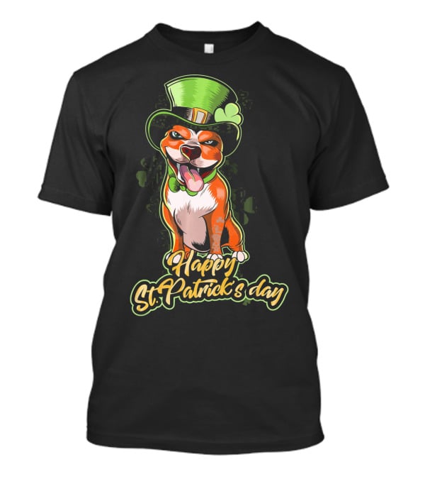 Happy St. Patrick's Day Pit Bull Cute Leprechaun T-Shirt