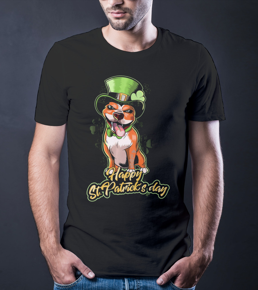 Happy St. Patrick's Day Pit Bull Cute Leprechaun T-Shirt