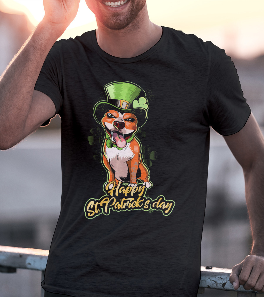 Happy St. Patrick's Day Pit Bull Cute Leprechaun T-Shirt