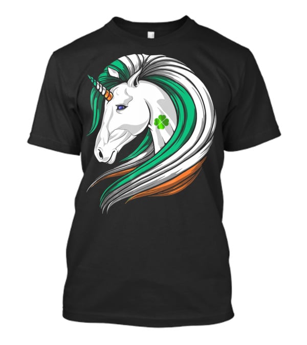 Ireland Flag Irish Flag Unicorn Shamrock Mane T-Shirt