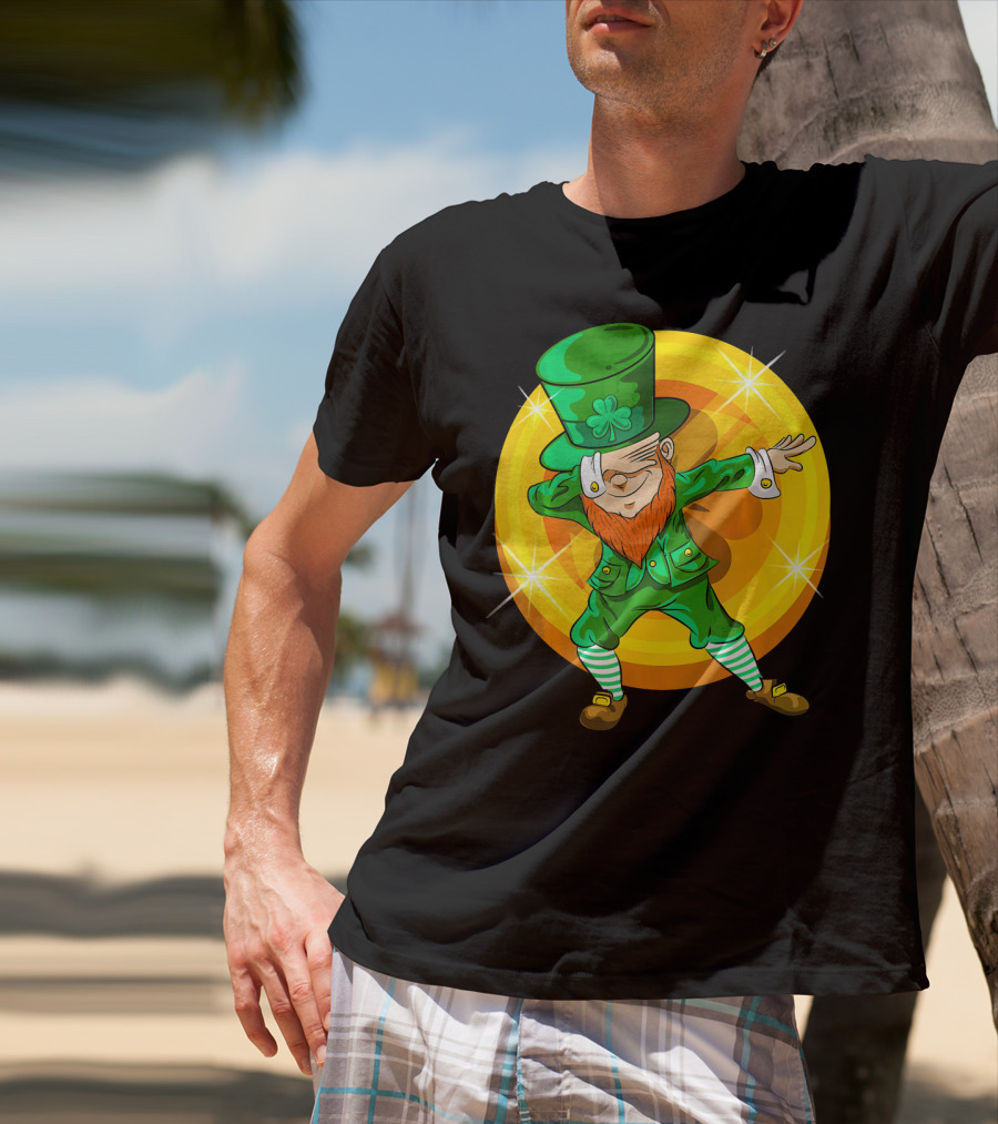 Dabbing Leprechaun With Gold Coin St Pat T-Shirt