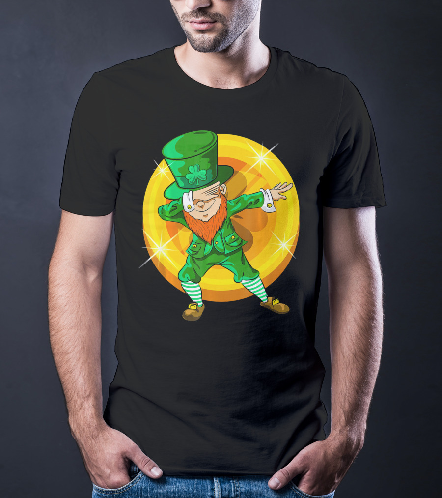Dabbing Leprechaun With Gold Coin St Pat T-Shirt