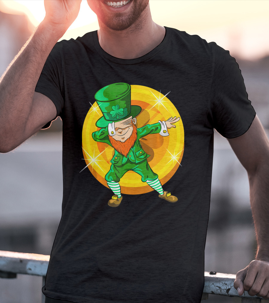 Dabbing Leprechaun With Gold Coin St Pat T-Shirt