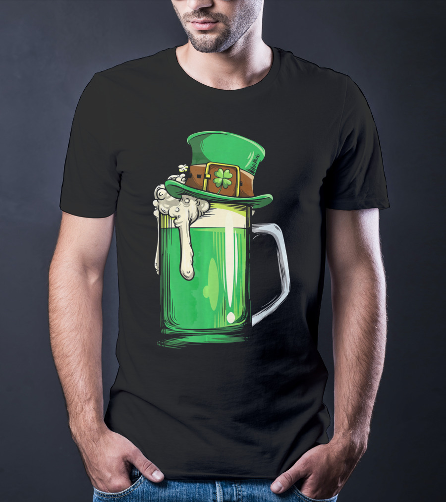 St Patrick Green Beer Leprechaun Hat Shamrock T-Shirt