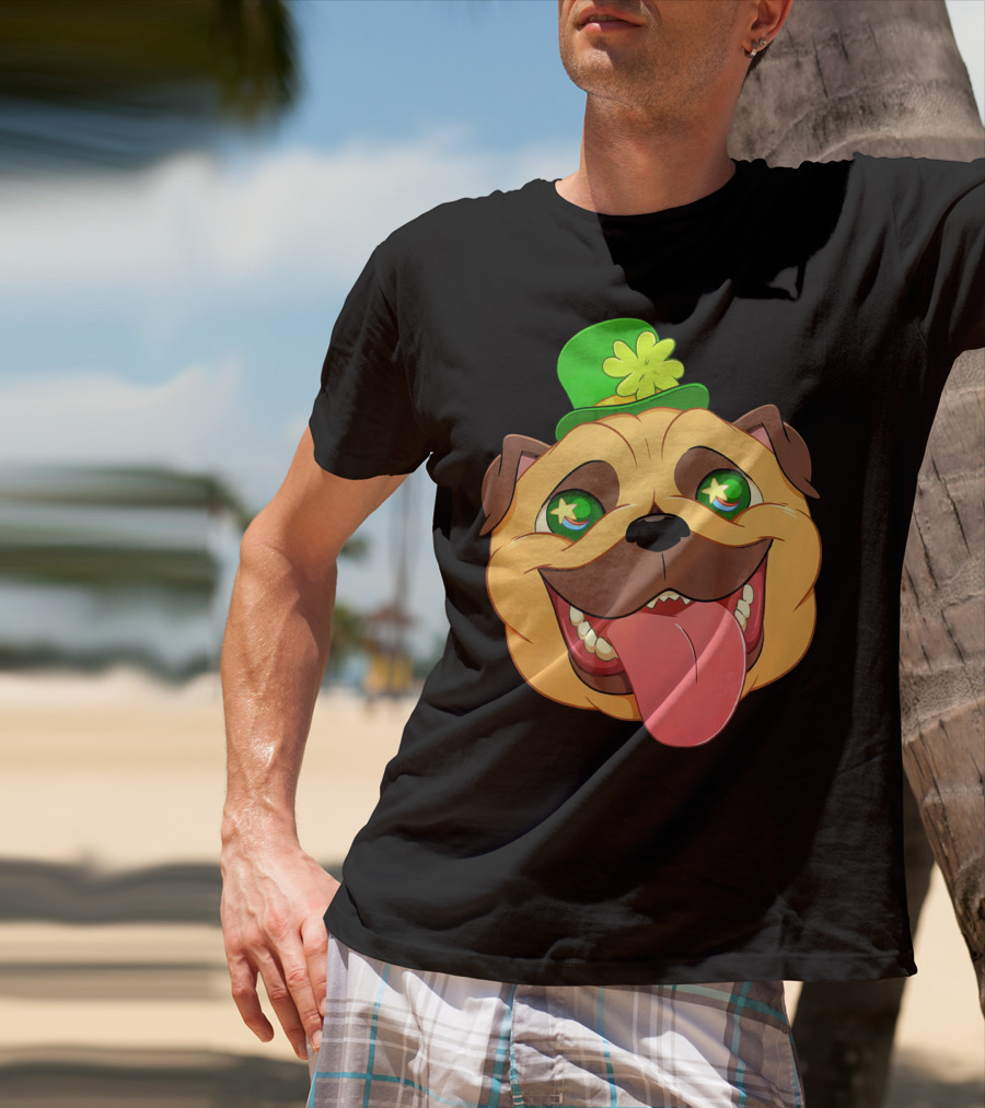St Patricks Day Pug Leprechaun Irish Shamrock Hat T-Shirt