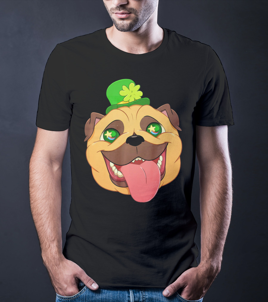 St Patricks Day Pug Leprechaun Irish Shamrock Hat T-Shirt