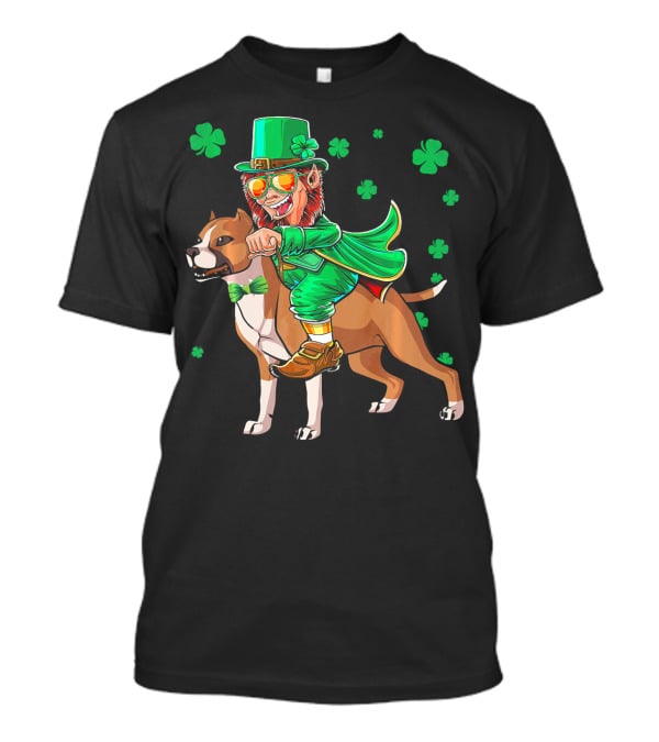 Leprechaun Riding Amstaff With Shamrock St. Patrick's Day T-Shirt
