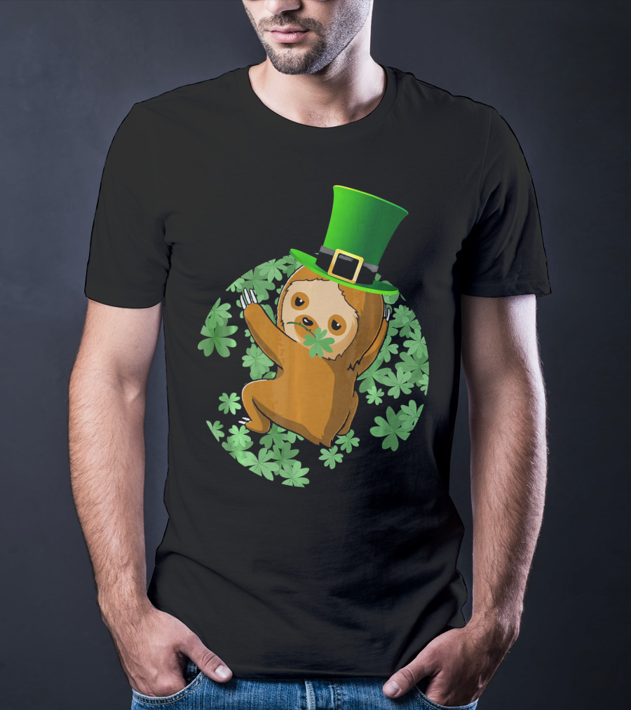 Leprechaun Hat Sloth Shamrock T-Shirt