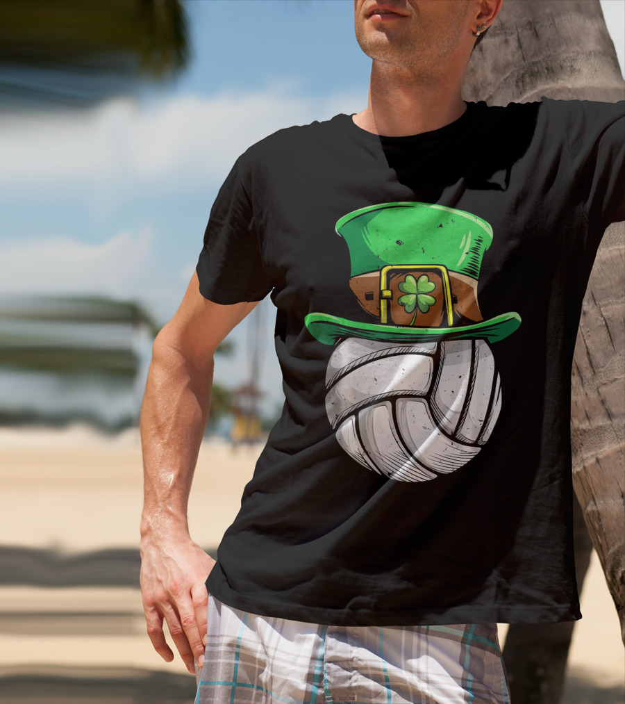Volleyball Leprechaun Hat With Shamrock T-Shirt