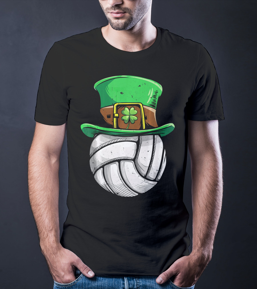 Volleyball Leprechaun Hat With Shamrock T-Shirt