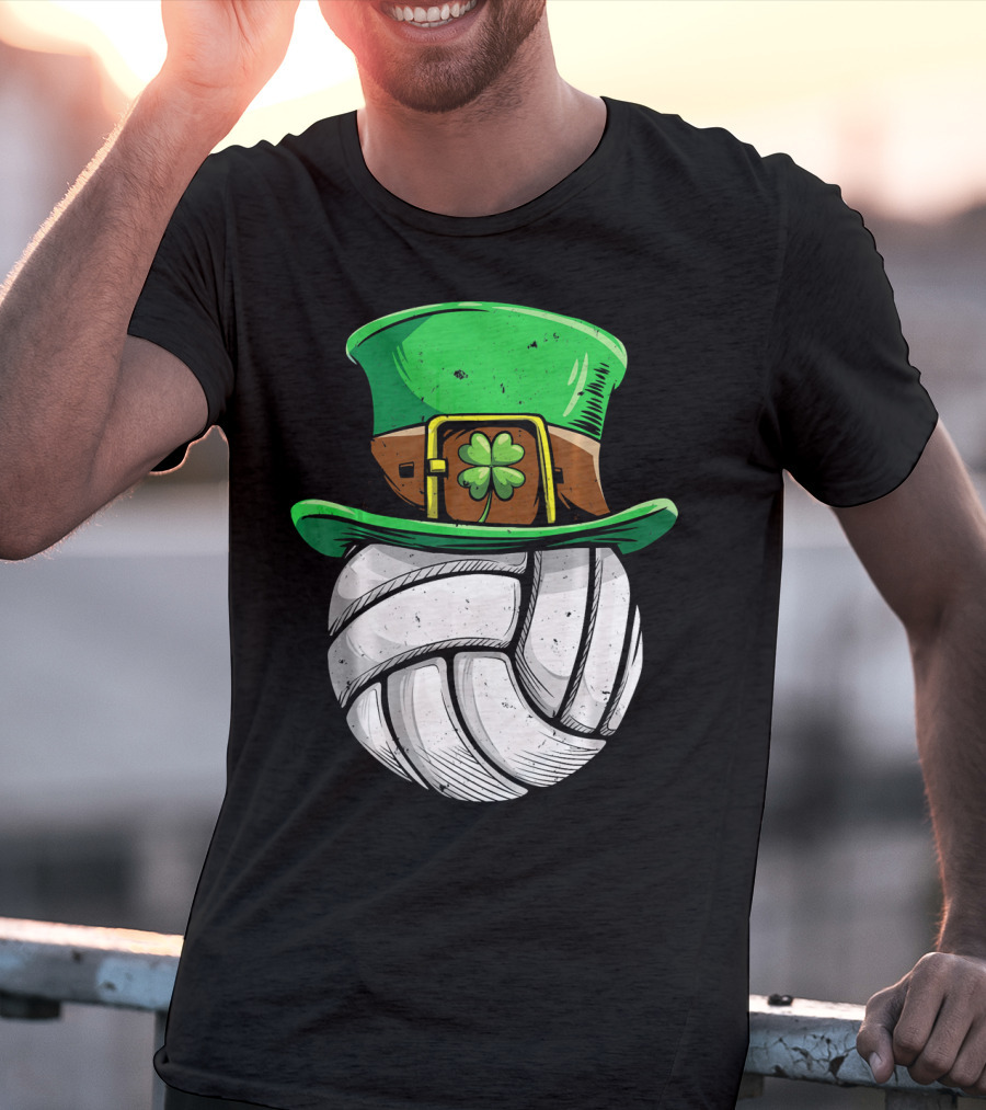 Volleyball Leprechaun Hat With Shamrock T-Shirt