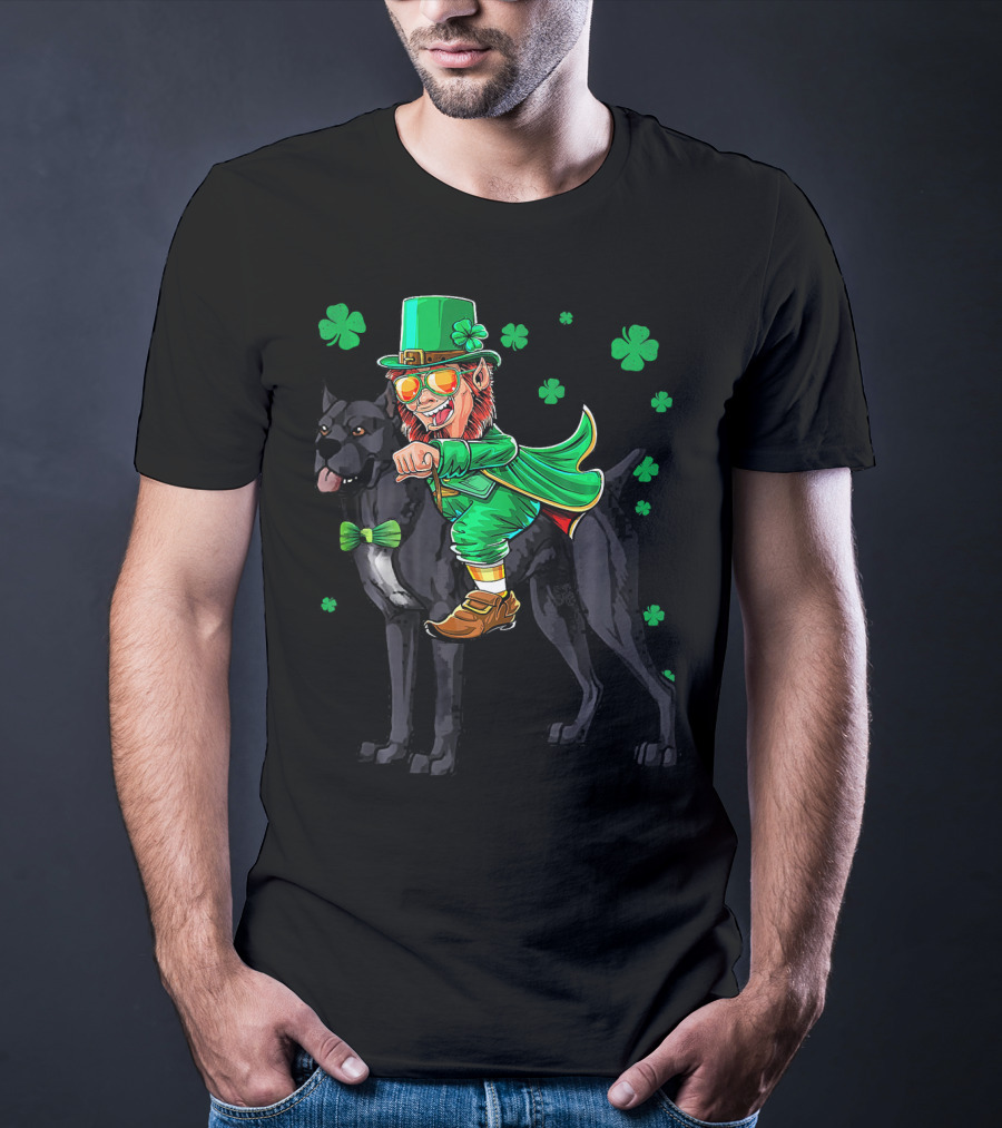 Leprechaun Cane Corso Mastiff With Shamrock Elements T-Shirt
