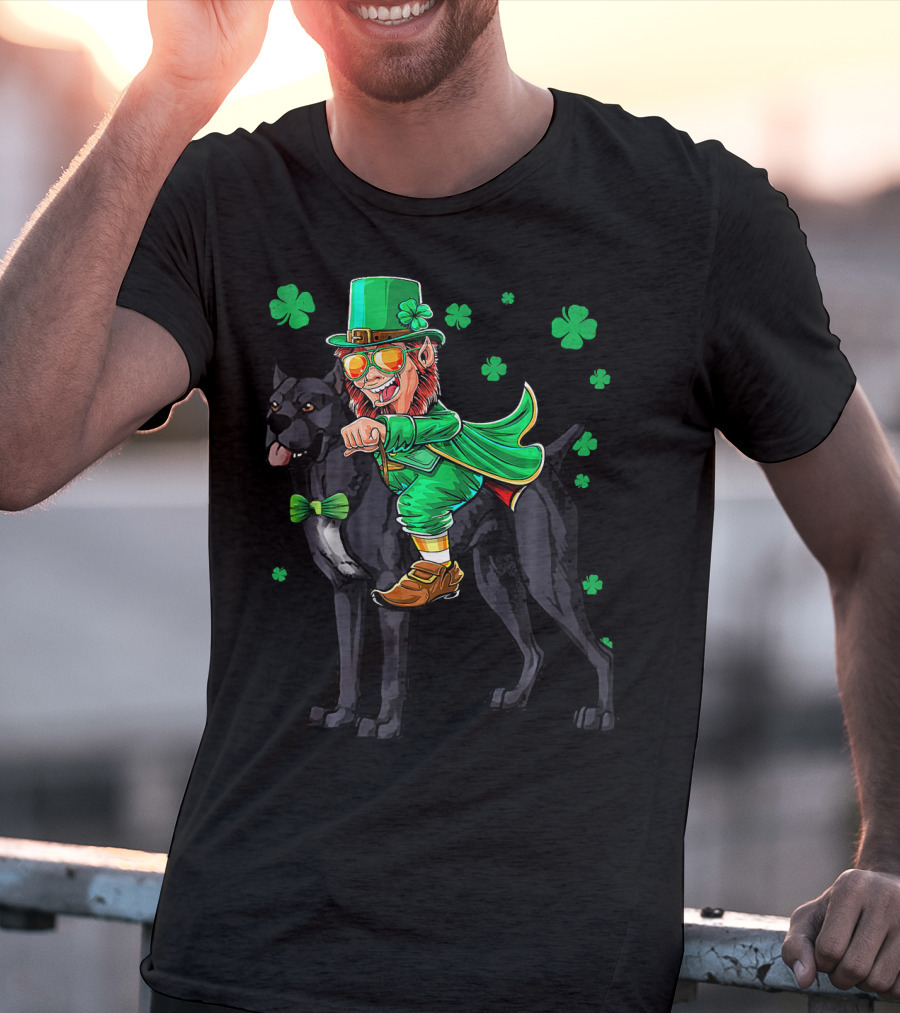 Leprechaun Cane Corso Mastiff With Shamrock Elements T-Shirt