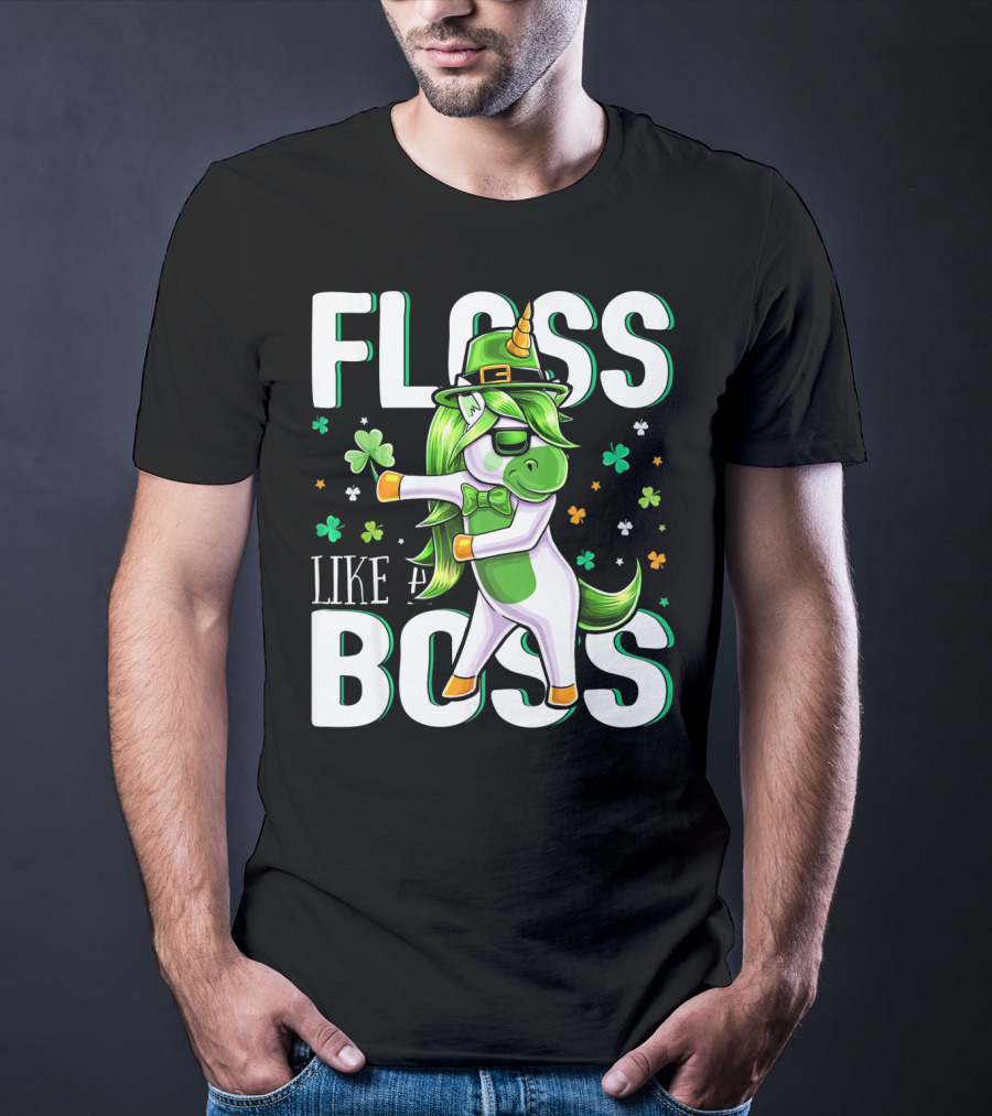 Floss Like A Boss St. Patricks Day Unicorn T-Shirt